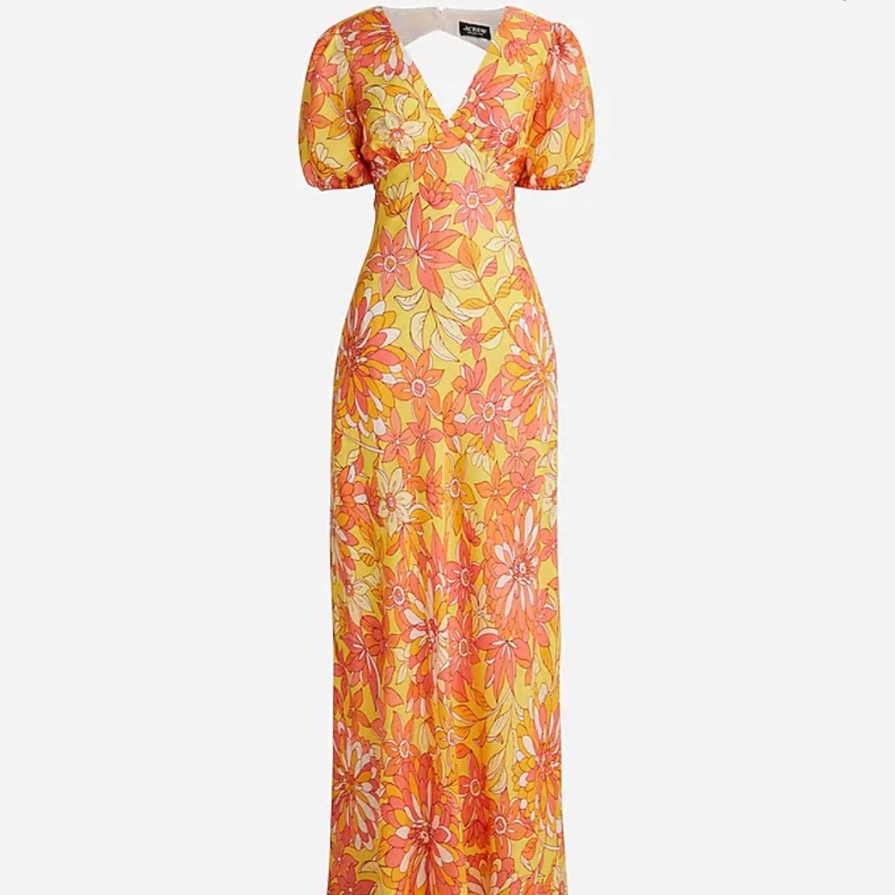 Jcrew Collection puff-sleeve cupro-blend maxi dress in sunset floral NEW WITH T